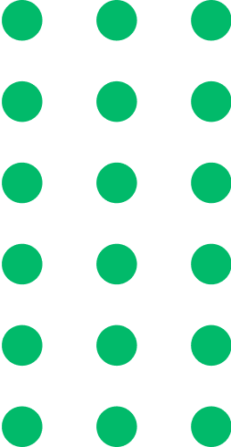 Three columns of green circles on black background