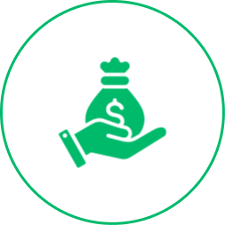 Hand holding a money bag symbolizing financial support or savings.